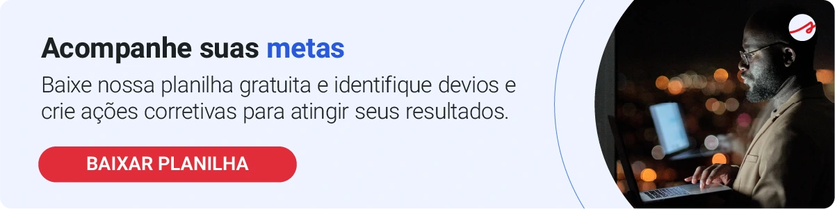 Banner da Siteware com chamada para baixar planilha gratuita de acompanhamento de metas e ações corretivas.