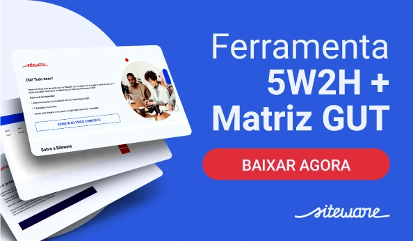 Banner de download da ferramenta combinada 5W2H e Matriz GUT da Siteware