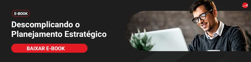 Banner Descomplicando o Planejamento Estratégico, com botão Baixar e-book.