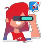 Menina olhando no binóculo